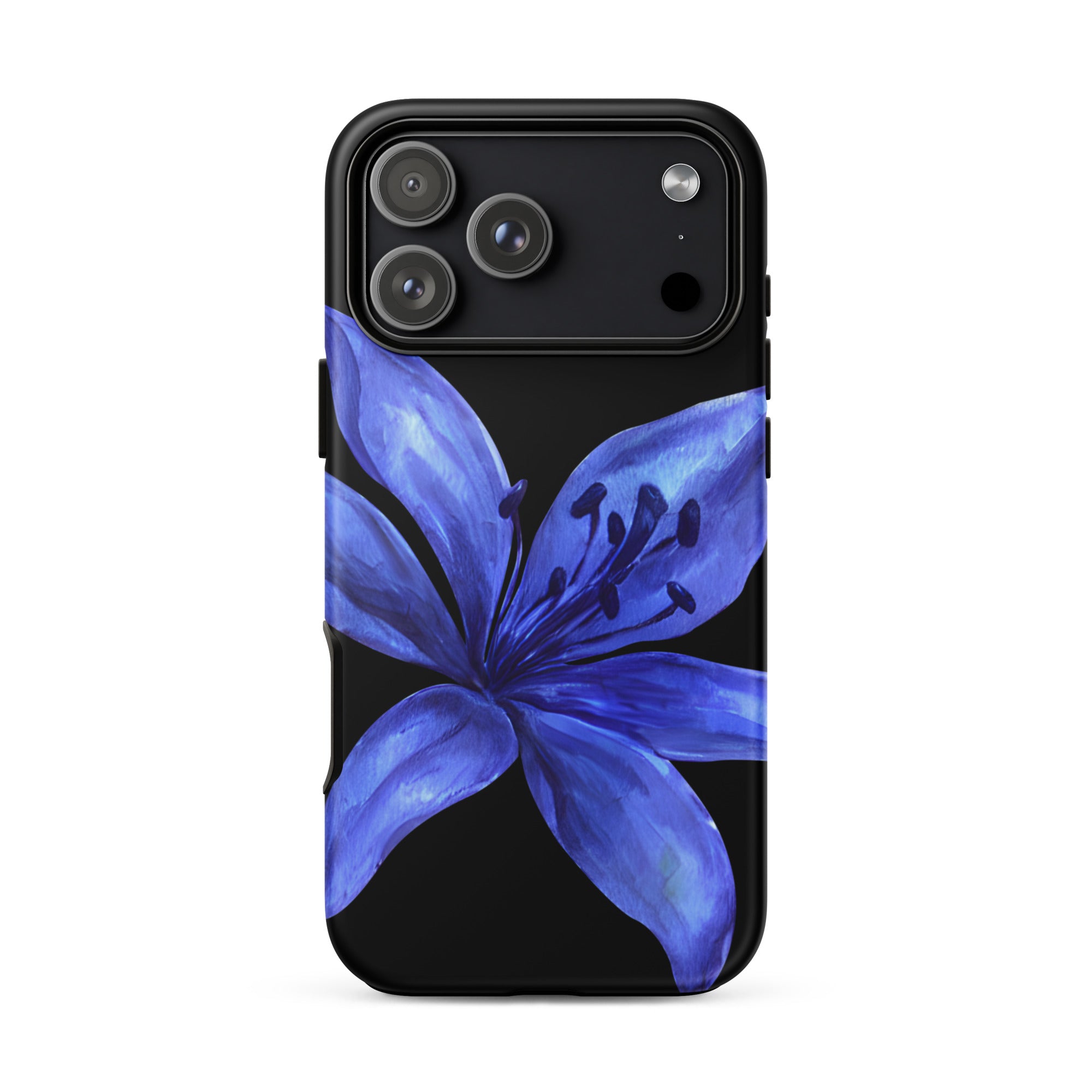 Tiger Lily Blue and Black Tiger Lily Preppy Floral Y2k iPhone Case