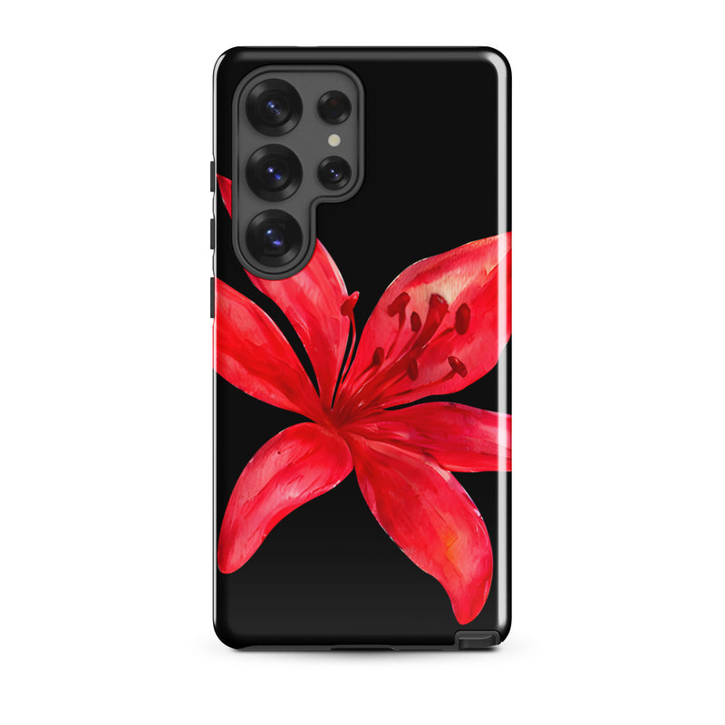 Tiger Lily Samsung Case - Red And Black Tiger Lily Floral Design With Durable Protection